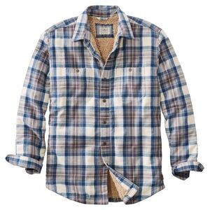Men's Sherpa-Lined Scotch Plaid Shirt, Slightly Fitted